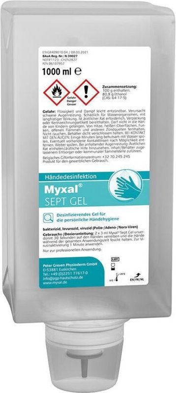 Händedesinfektionsmittel myxal® sept Gel 1 l Varioflasche