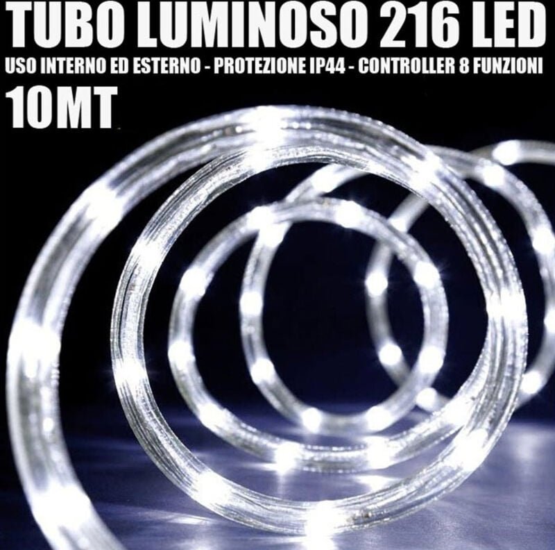 Trade Shop Traesio - Trade Shop - lichtrohr 216 led kaltweiss 10 mt 3-WEGE innen-/aussenanwendung + controller -