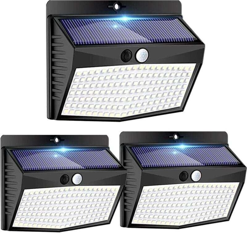Solarbetriebene Außenleuchten mit Bewegungsmelder (3er-Pack, 138 LEDs) – Wasserdichte, kabellose LED-Strahler mit 3 Modi...