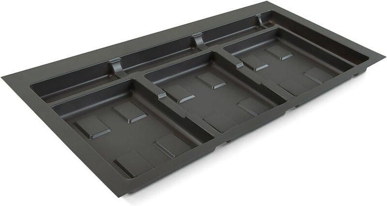 Basis Recycle für RecyclingRecyclingbehälterfür Küchenschublade, 3 Fächer, Modul 900mm, Kunststoff anthrazitgrau - Emuca