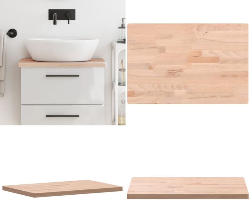 Waschtischplatte 60x40x2,5 cm Massivholz Buche - Buchenholz Waschtischplatte - Massivholz Waschtischplatte