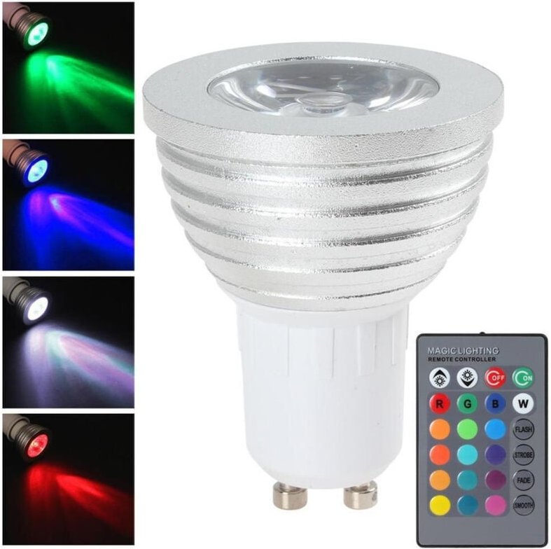 Trade Shop Traesio - Trade Shop - spotlight rgb lampe GU10 multicolour 3W led fernbedienung chromotherapie -