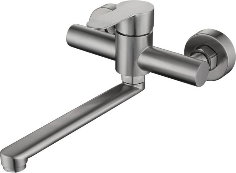 Robinet d'évier de cuisine mural en acier inoxydable, bec pivotant, poignée unique, robinet commercial pour restaurant, ...