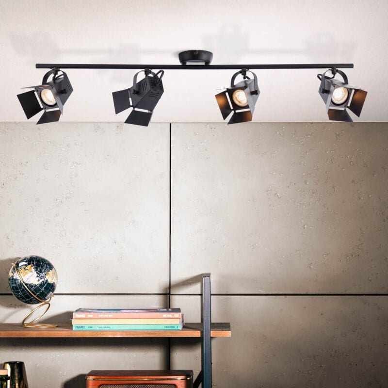 BRILLIANT Lampe Movie LED Spotrohr 4flg schwarz matt 4x LED-PAR51, GU10, 5W LED-Reflektorlampen inklusive, (380lm, 3000K...