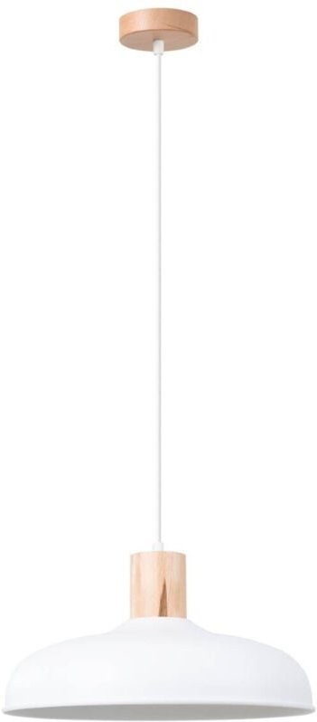 Pendelleuchte mit weißem Schirm und Holzelementen INDY 1xE27 15W SL.1323 Sollux Lighting