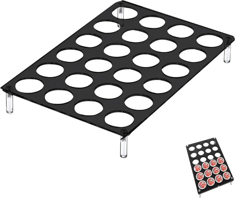 Kaffeekapselhalter, 24 Kapseln, 32 x 22 x 5 cm, Kapselspender aus Acryl, Kaffeepadhalter (schwarz)