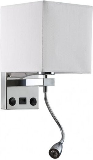 Wandleuchte 3w 4000k+1xe27 und port usb stephen chrom/weiß 285lm 38x17x20cm dual einschaltbar