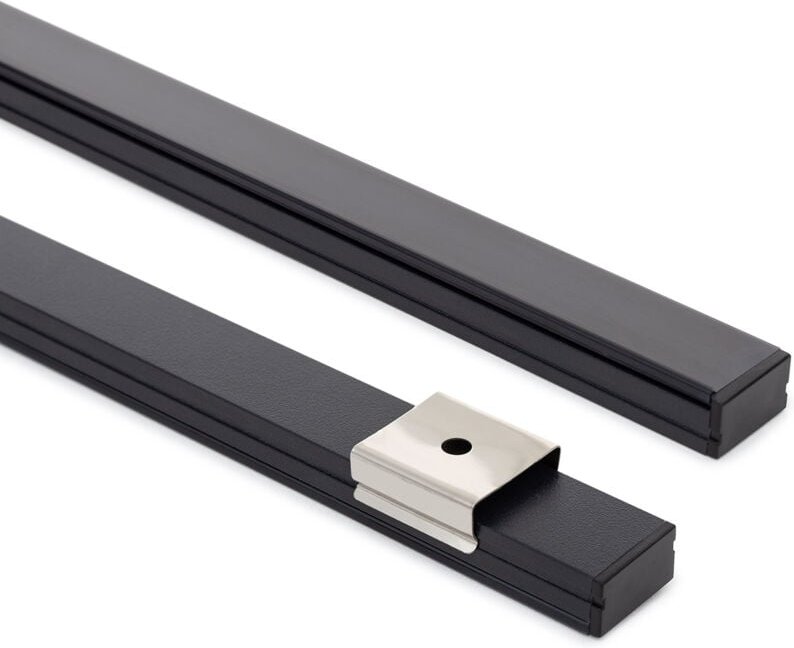 Aluminiumprofil Aufbau 16x9 mit für led Streifen bis 10 mm Schwarz 2 m Schwarz transluzent