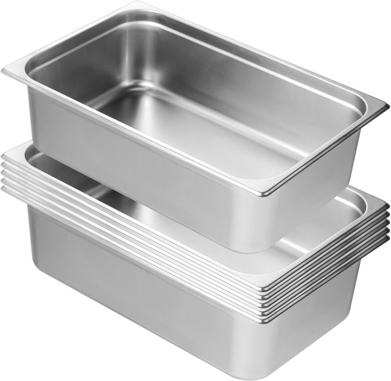 Mophorn 6er-Pack Hotelpfannen,Dampfpfanne in voller Größemit Anti-Stau-Funktion,0,8mm dicker Edelstahl,6Zoll tiefe Aufbe...