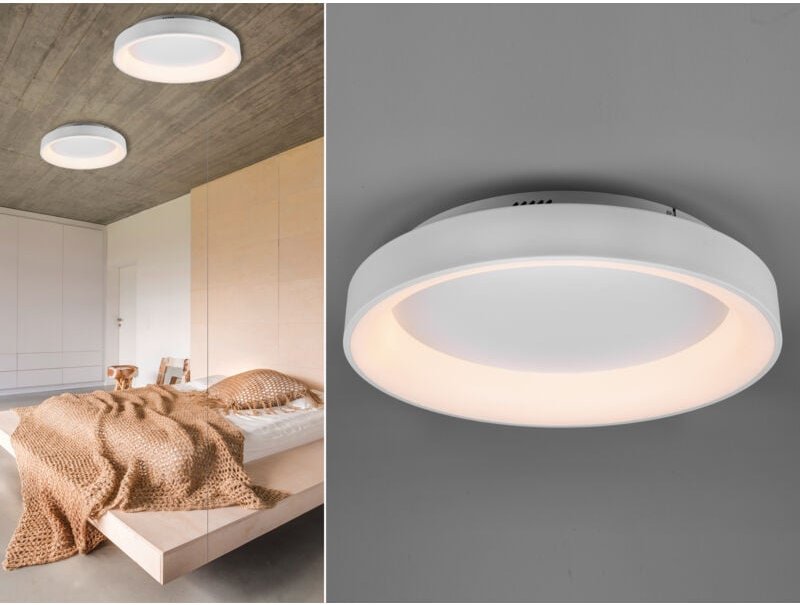 Große led Deckenleuchte girona Weiß mit Fernbedienung & Dimmer, ø 60cm