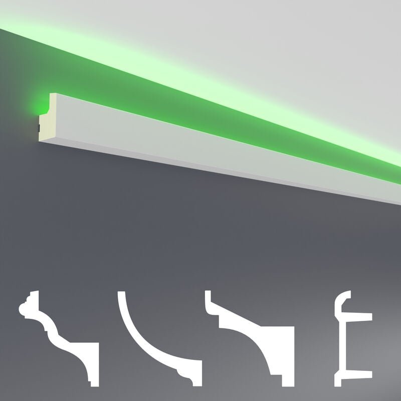 Thumbnail - Led Stuckleisten aus pu - lichtundurchlässig, Variantenvielfalt & vorgrundiert - Sparpakete: LED-19 / 35x20mm, 2 Meter