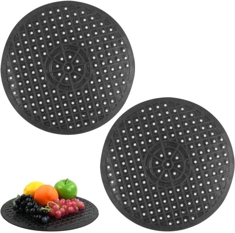 12,5 x 10,5 Zoll große Gummi-Spülbeckenmatte, Spülbeckenschutzmatte (rund, schwarz)