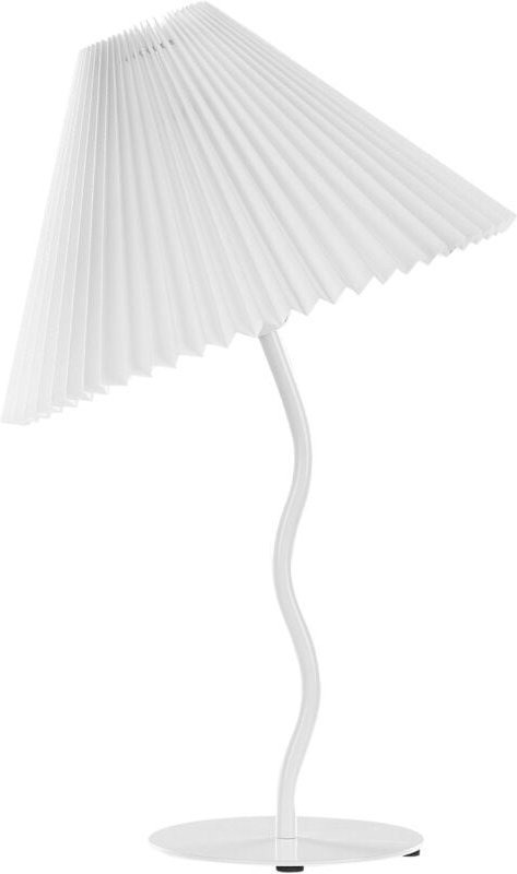 Tischlampe Weiß mit Metallfuß 48 cm Plisseeschirm Stoffschirm Kegelform Langes Kabel mit Schalter Modern Schlaf- u. Wohn...