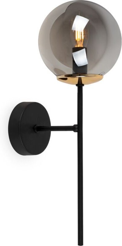 Siena Schwarz-Gold-Wandlampe 1 Flache Graphitlampe E14