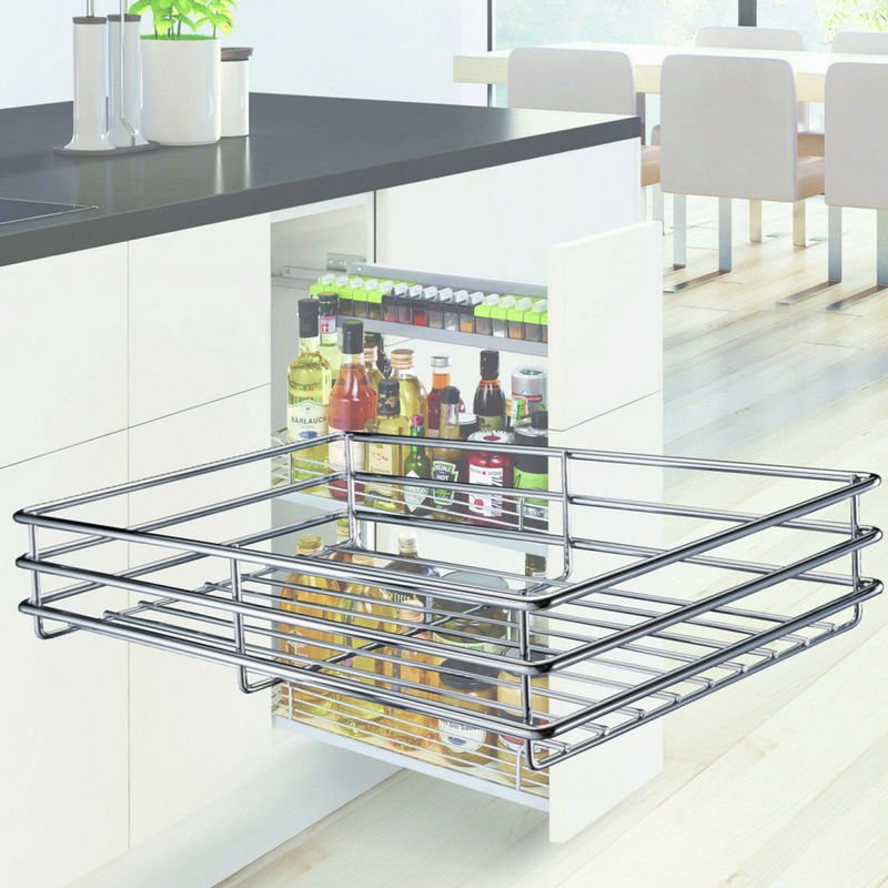 Kesseböhmer Einhängekorb 90° 210 x 470 x 75 mm für COMFORT Unterschrankauszug, silbergrau