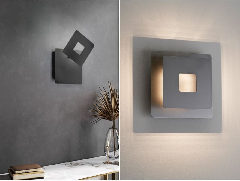 Verstellbare led Wandleuchte hennes Schwarz eckig, Höhe 18cm