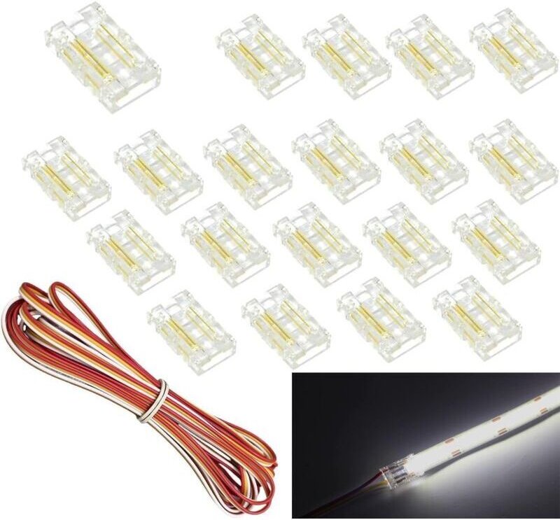 Packung mit COB-LED-Streifenverbindern für 8 mm breite 3-polige CCT-Streifen, abstimmbare Draht-zu-Draht-Verbindung, löt...