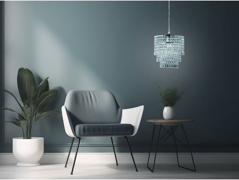 Kleiner led Kronleuchter Chrom mit Kristall Behang aus Acryl, ø 25cm