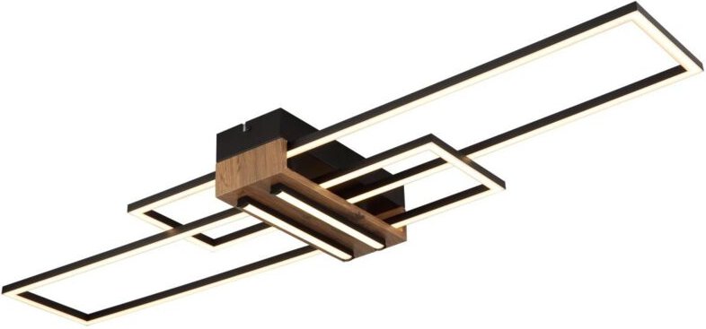 LED Deckenleuchte Deckenlampe Wohnzimmerlampe Metall schwarz Holzoptik L 100 cm