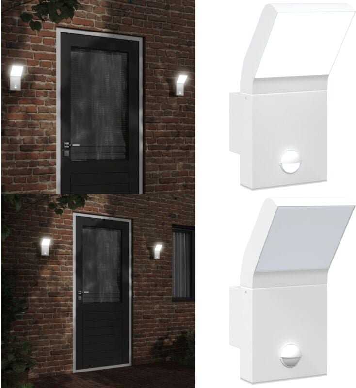 LED-Außenwandleuchte mit Sensor Weiß Aludruckguss - LED-Lampe - Bewegungsmelder - Außenscheinwerfer - Gartenbeleuchtung ...