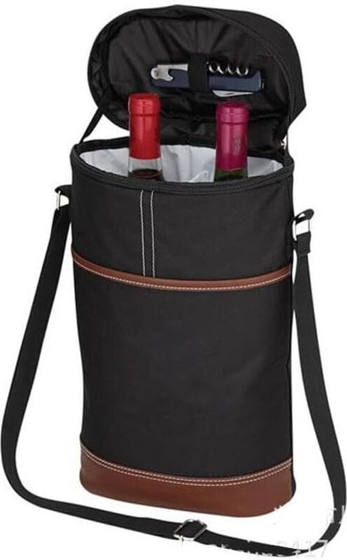 Weintragetasche für 2 Weinflaschen, auslaufsichere, isolierte Weintragetasche mit Griff und Schultergurt für Abendessen,...