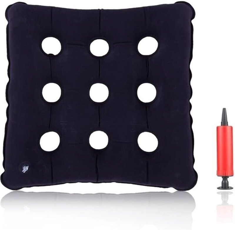 Aufblasbares Ringkissen, aufblasbares Sitzkissen, aufblasbares rundes Kissen, Hämorrhoidenkissen, Donutkissen (9 Löcher)