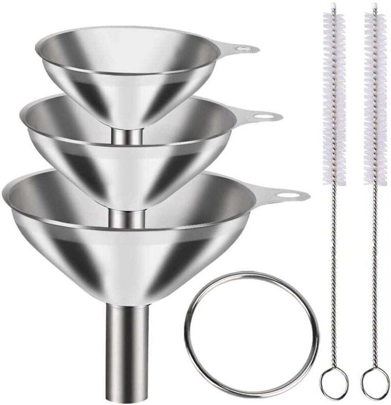 Set mit 6 Edelstahl-Metalltrichtern (groß und klein), Set mit 3 Mini-Lebensmitteltrichtern zum Kochen und Abfüllen von F...