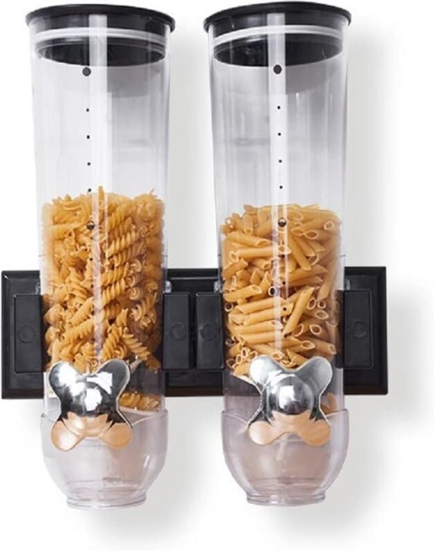 Müslispender, Wandmontage Cerealienspender Doppelt Trockene Lebensmittel Spender Küchenspender für Müsli Cornflakes Süßi...