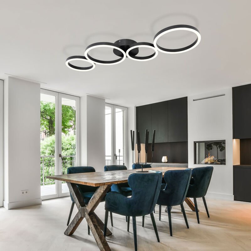 Globo - Deckenlampe Deckenleuchte led Esszimmer Wohnzimmerlampe modern led schwarz in Ringform, Metall Kunststoff, 1x 35...