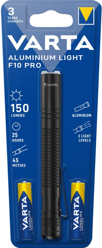 Varta - Aluminium Light F10 Pro led Taschenlampe batteriebetrieben 150 lm 25 h 31 g