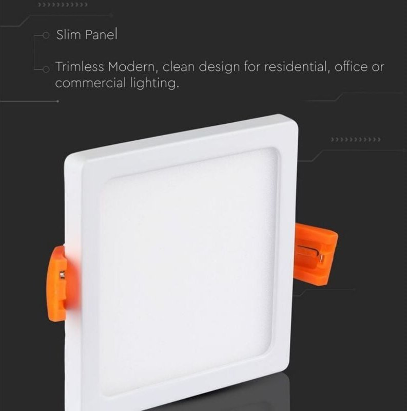 V-TAC VT-1515SQ 15W LED Downlight-Panel Quadratish Trimless Series kaltweiß 6400K + Driver - SKU 4948