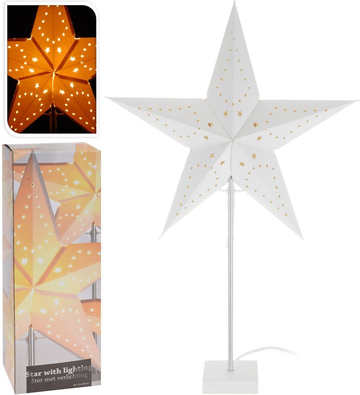 Spetebo - led Tischlampe Weihnachtsstern weiß - 68 x 44 cm - Fenster Tisch Deko Steh Lampe Stern