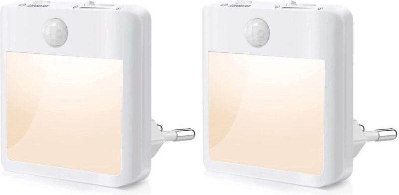 Set mit 2 Nachtlichtern zum Einstecken, Nachtlichter mit Bewegungssensor (EIN/AUTO/AUS), dimmbare LED-Nachtlichter 3500K...