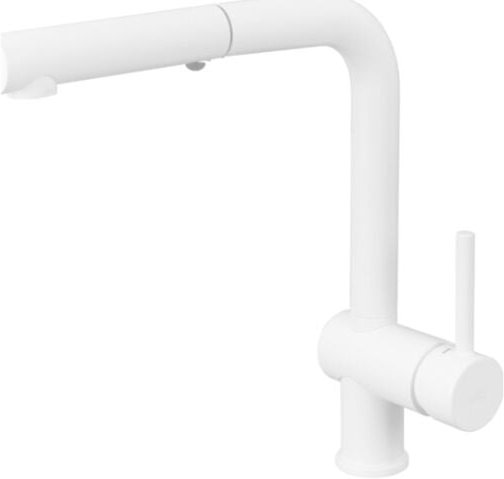 Einhand-Spültischbatterie mit ausziehbarer Brause mattweiß Paffoni Light Serie LIG285BO-MET Messing - Opak Weiß