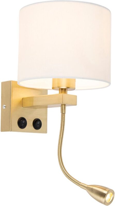 Smarte Wandleuchte Gold mit weißem Schirm inkl. wlan A60 - Brescia