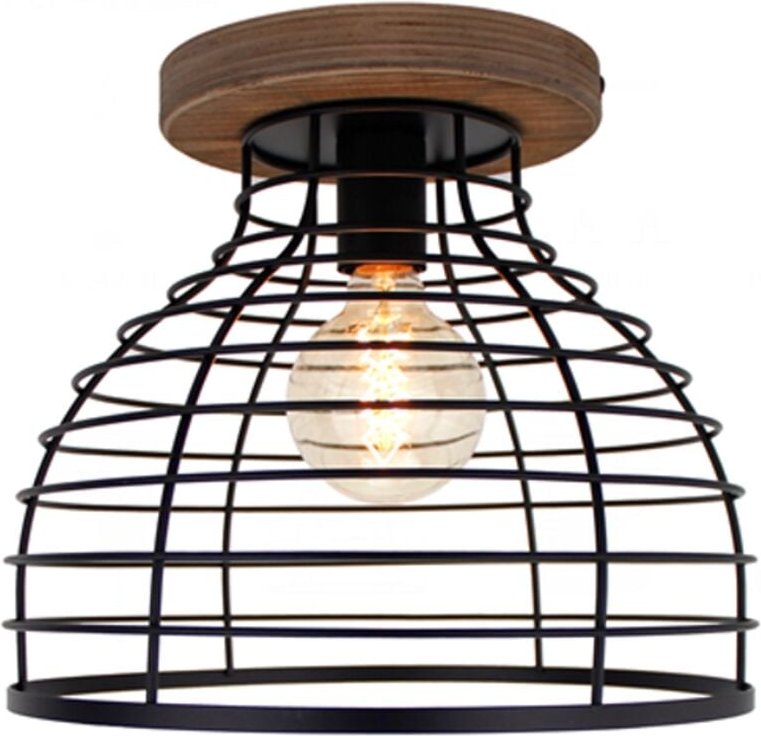 Brilliant - Avia Deckenleuchte 30cm schwarz/holz, Metall/Holz, 1x A60, , 52 w