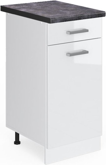 Küchenunterschrank R-Line, Weiß Hochglanz, 40 cm , AP Anthrazit, Vicco