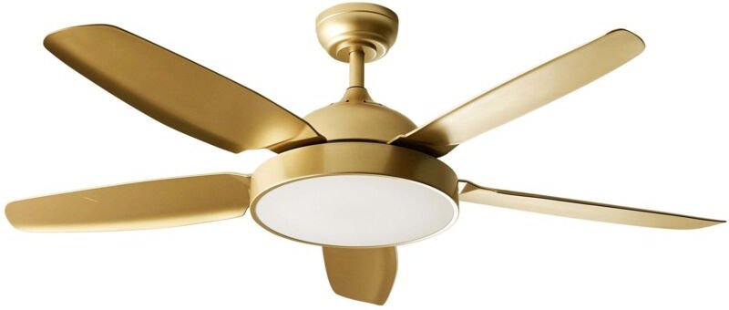 Deckenventilator mit Licht Messing Metall Fernbedienung 5 Flügel 5 Geschwindigkeitsstufen Timer 3 Farblichtmodi Vor- und...