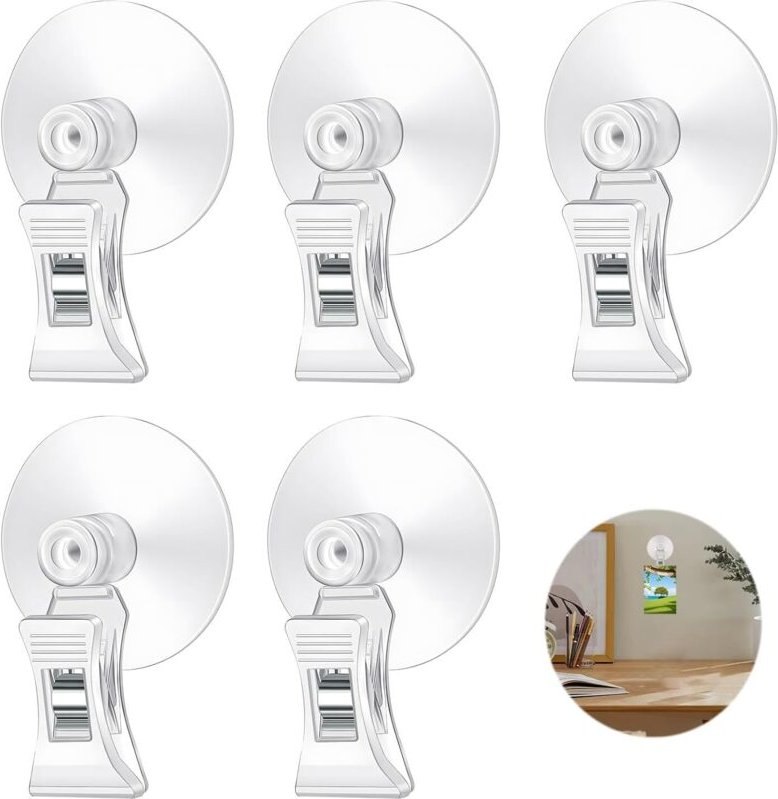 5 Stück Saugnapf-Clip-Halter, multifunktional, transparenter Kunststoff, für Glasfenster, Aquarien, Supermärkte, Badezim...
