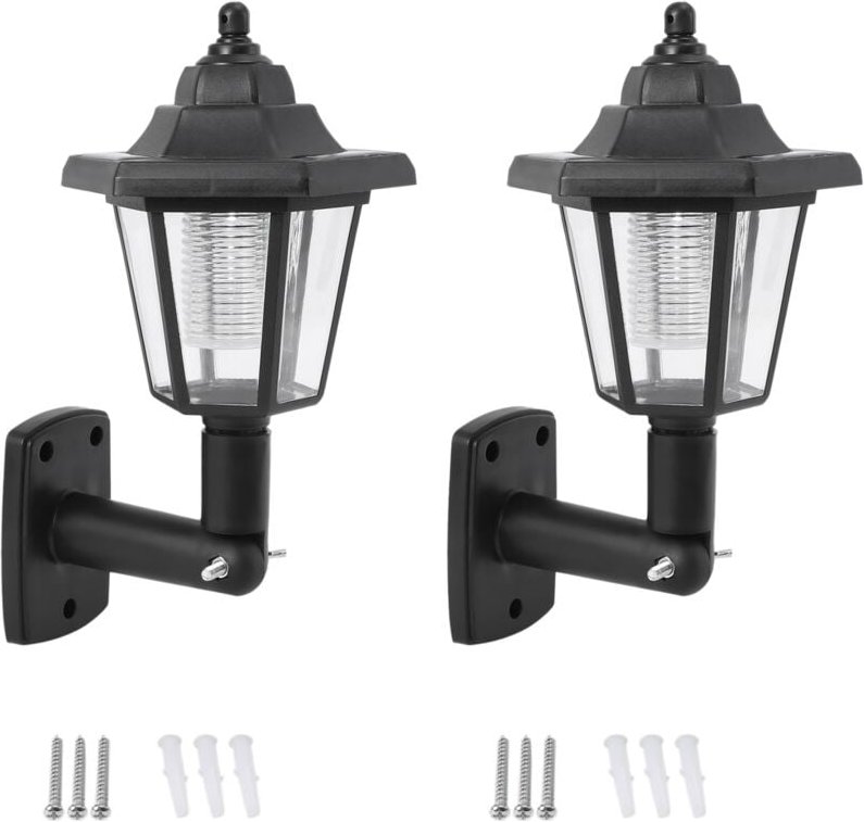 2 x Solar Betriebene led Garten Zaun Wand Laterne Licht Lampe Sensor