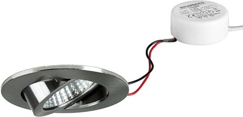 Brumberg LED Einbaustrahler, 230V, 6W, 3000K, 640 lm rund, nickel, dimmbar, Rundkonverter - mit Netzteil - 82 x 4 mm