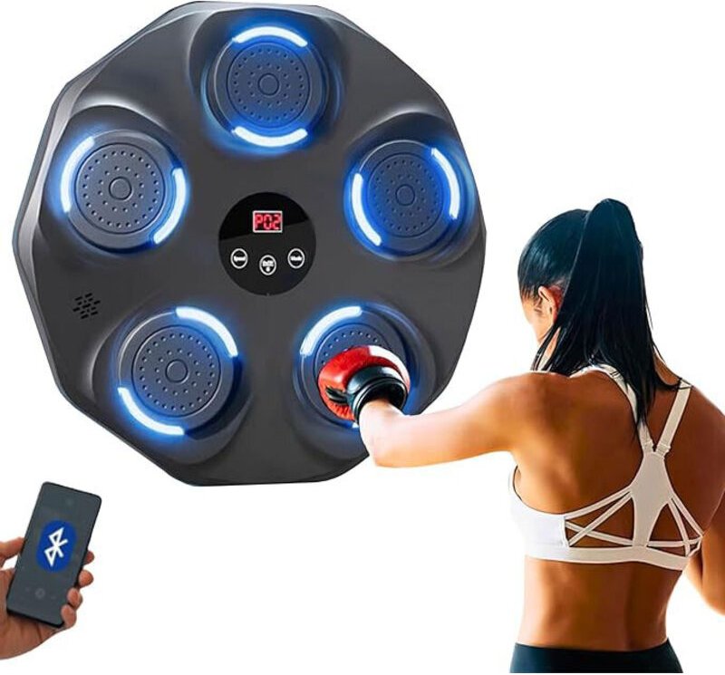 Boxmaschine Music Boxing Machine, Elektronische Musik Boxmaschine, PU-Wandbox-Trainingsgerät, LED-Boxpad mit Boxhandschu...