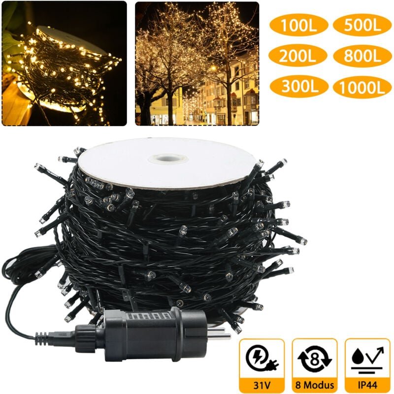 Froadp 80m LED Lichterkette 800 LEDs Lichterketten Vorhang Außen mit Stecker IP44 Wasserdicht Weihnachtsbeleuchtung mit ...