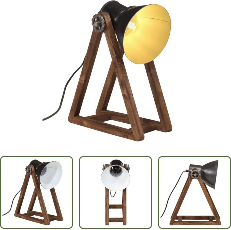 vidaXL Holzlampe - Schreibtischlampe 25 W Schwarz 30x17x40 cm E27