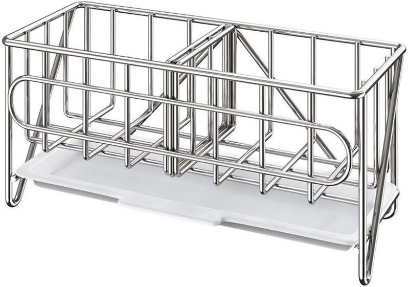 Schwammhalter-Organizer für die Küchenspüle, Aufbewahrung für Reinigungsbürsten und Seifenschale mit Abtropfschale