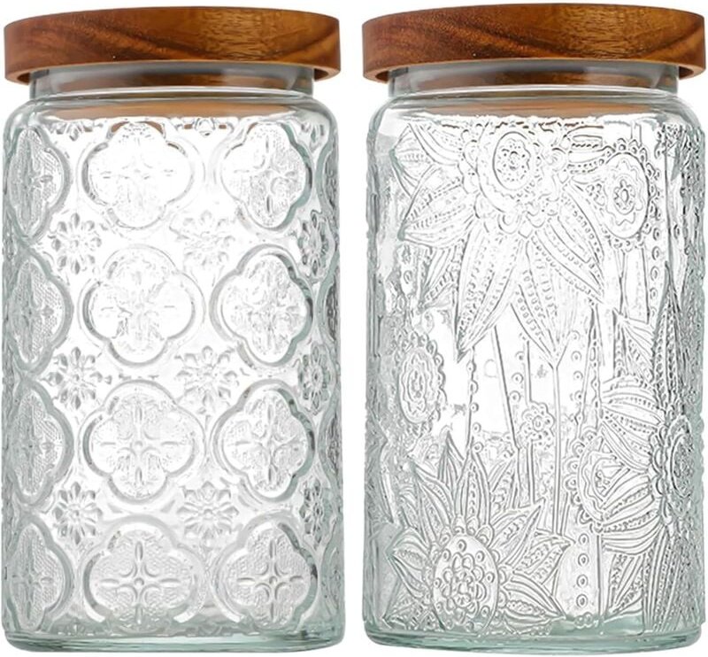 1000ML Vorratsdosen Glas mit Deckel 2er Set, Luftdichte Aufbewahrungsgläser Küche Gewürzgläser, Großer Glasbehälter mit ...