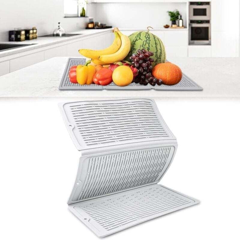 Tappetino scolapiatti in silicone, 50 × 35 cm, pieghevole e assorbente, resistente al calore, per lavello della cucina