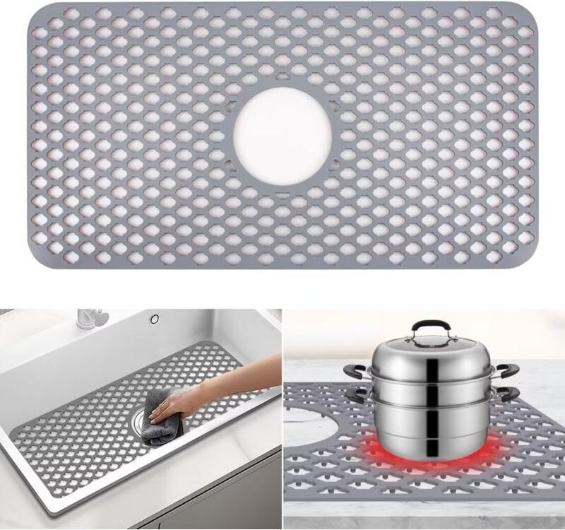Silikon-Spülbeckenschutz, 63 x 33 cm, faltbar, hitzebeständig und rutschfest