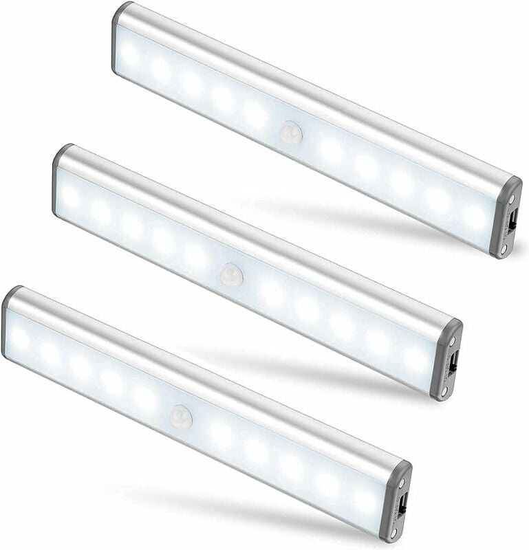 Thumbnail - Aiperq - ymyny 3er-Pack 10 LED-Leuchten, kabellos, über usb wiederaufladbar, magnetisch, Bewegungssensor, 2 Beleuchtungs...