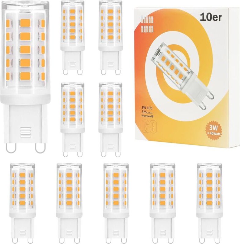 Gbly - Los mit 10 G9 Led Leuchtmittel Warmweiß 3000K led Lampe 230V Glühbirne 3W Ersatz 28W 30W 40W Halogenlampe, G9 Soc...